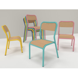 CHAISE 401 TAILLE 1 COLORIS HETRE/BLEU D'ALUMINE